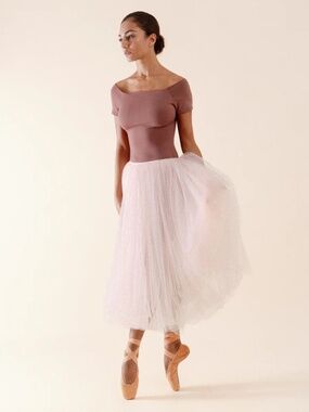 Repetto Rehearsal Tulle Skirt -- Petal Pink Tulle Midi Skirt